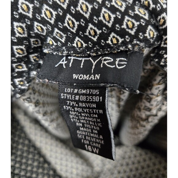 Attyre Womens Pants Size 16W Black Gold Diamond Print Pull On Ankle Length Plus - Picture 7 of 9